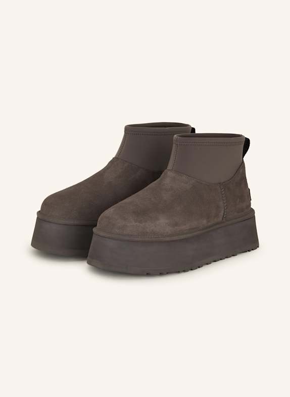 UGG CLASSIC MINI DIPPER platform boots DARK GRAY