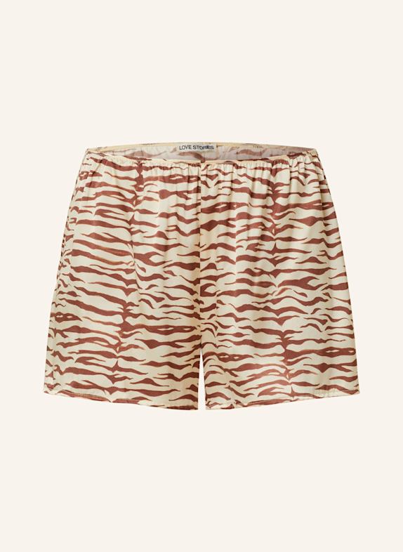 LOVE Stories Schlafshorts JOHNNY aus Satin ECRU/ HELLBRAUN