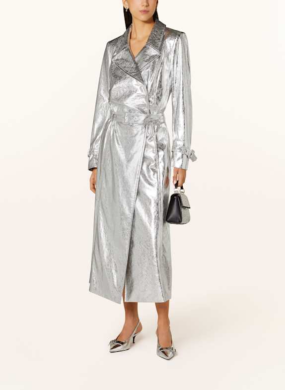 MARC CAIN Trench coat in leather look 800 silver