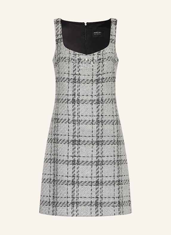 MARC CAIN Tweed-Kleid mit Glitzergarn und Schmucksteinen 801 platinum grey