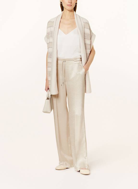 MARC CAIN Marlenehose aus Satin mit Schmucksteinen 127 deep pearl