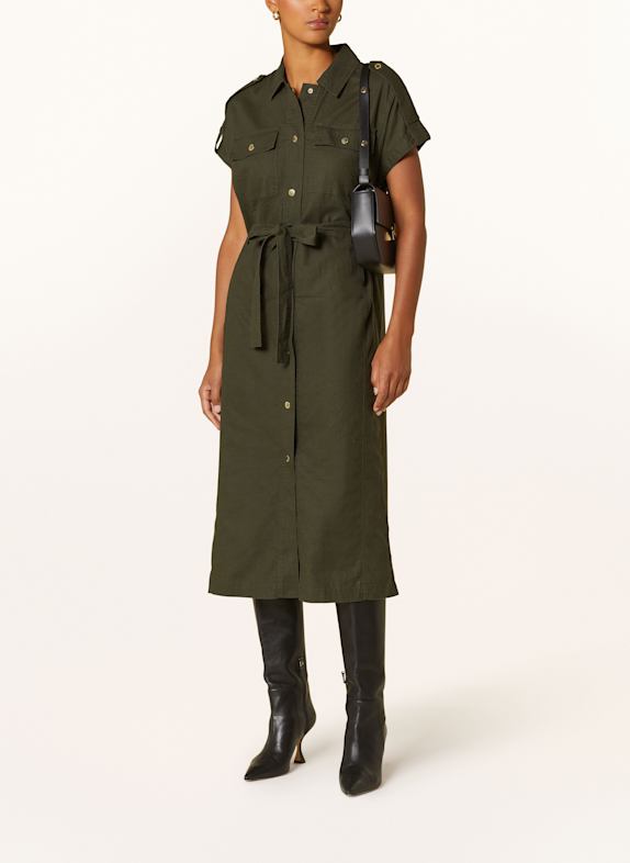 BARBOUR INTERNATIONAL Hemdblusenkleid HARLOW mit Leinen KHAKI
