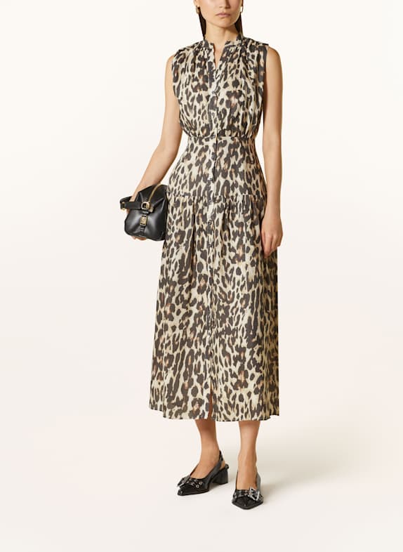 MRS & HUGS Leinenkleid DUNKELGRAU/ CREME/ HELLBRAUN