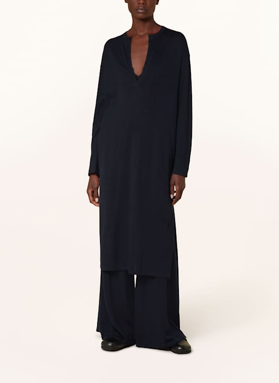 SMINFINITY Strickkleid mit Leinen DUNKELBLAU