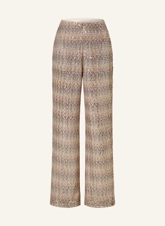 SEM PER LEI Marlenehose mit Pailletten DUNKELGELB/ MINT