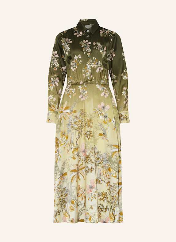 SEM PER LEI Hemdblusenkleid aus Satin mit Seide GRÜN/ HELLGRÜN/ HELLROSA