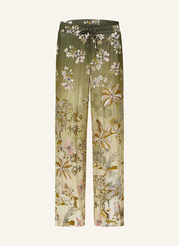 SEM PER LEI Marlenehose aus Satin GRÜN/ HELLGRÜN/ DUNKELGELB