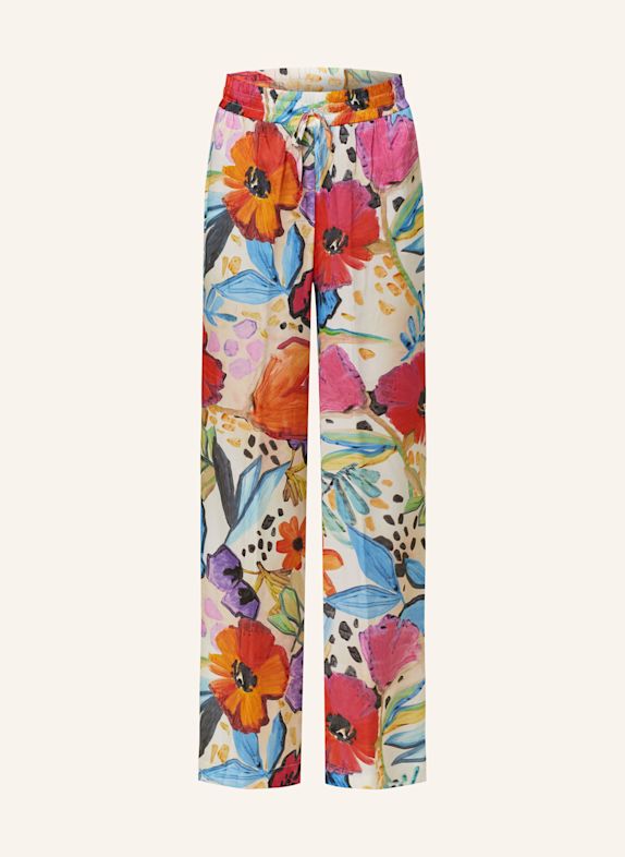 SEM PER LEI Marlenehose aus Satin ECRU/ PINK/ ORANGE