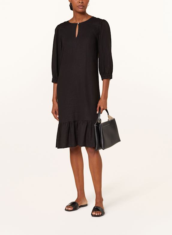 Part Two Kleid mit Leinen und 3/4-Arm SCHWARZ