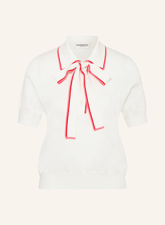 ESSENTIEL ANTWERP Strick-Poloshirt HIGHT mit Galonstreifen WEISS/ PINK