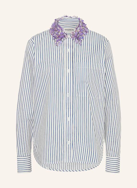 ESSENTIEL ANTWERP HASHBROWN shirt blouse with sequin trim BLUE/ WHITE