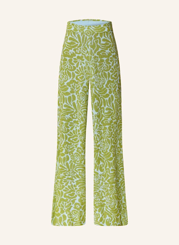 ESSENTIEL ANTWERP HALREADY wide leg trousers LIGHT GREEN/ LIGHT BLUE