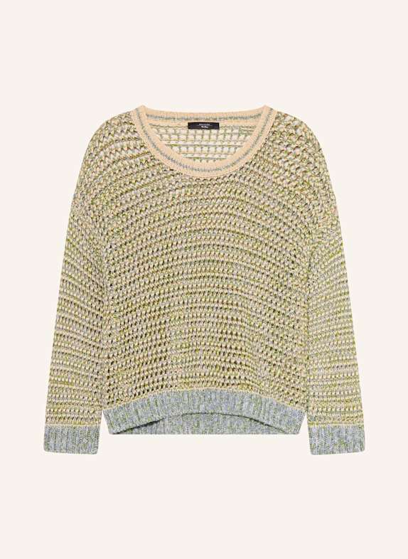 WEEKEND Max Mara Pullover LIUTO mit Leinen CREME/ GRÜN/ BLAUGRAU