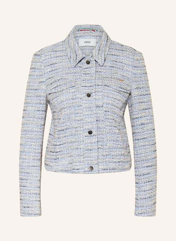 CINQUE Bouclé-Jacke CIBABY mit Glitzergarn HELLBLAU/ WEISS/ DUNKELBLAU