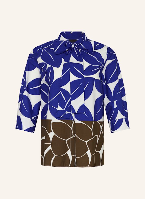 MARINA RINALDI PERSONA Schluppenbluse DEDO mit 3/4-Arm BLAU/ BRAUN/ WEISS