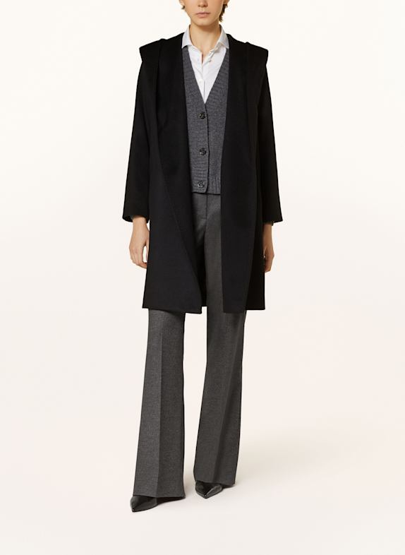 textured-tweed sleeveless jacket NEWMANG wool coat BLACK