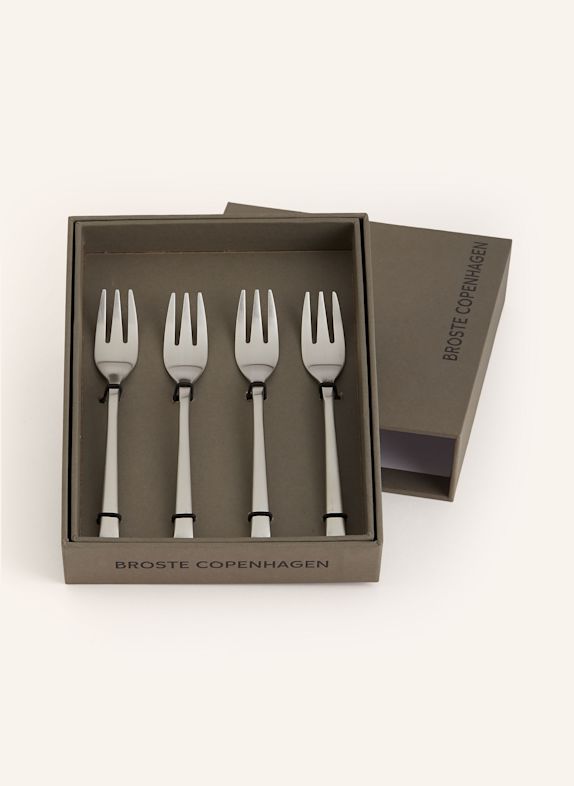 BROSTE COPENHAGEN 4-tlg. Kuchengabel-Set HUNE SATIN SILBER
