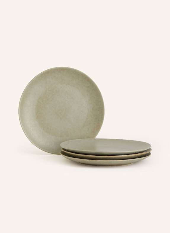 BROSTE COPENHAGEN 4er-Set Speiseteller NORDIC MARSH HELLGRÜN/ HELLBRAUN