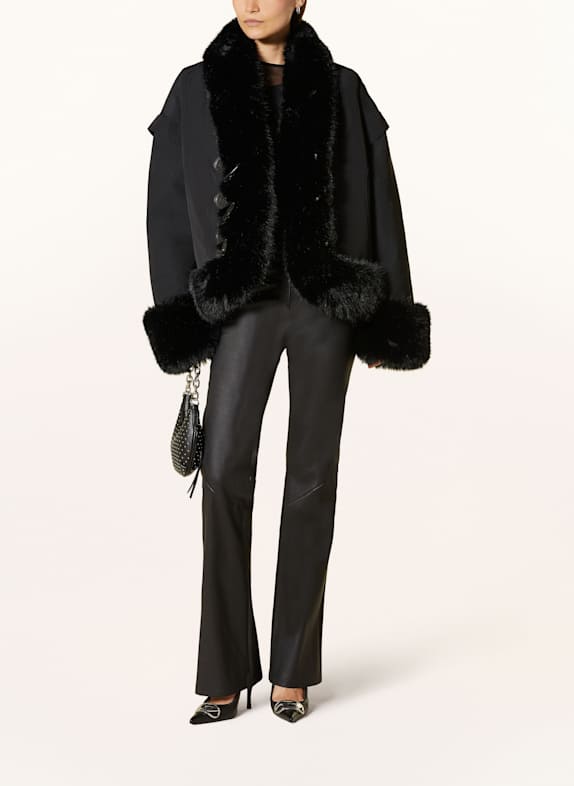OW Collection Jacke KYOTO mit Kunstfell SCHWARZ