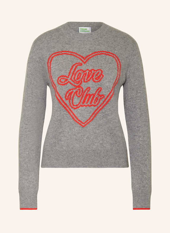 FROM FUTURE Cashmere sweater GRAY/ RED