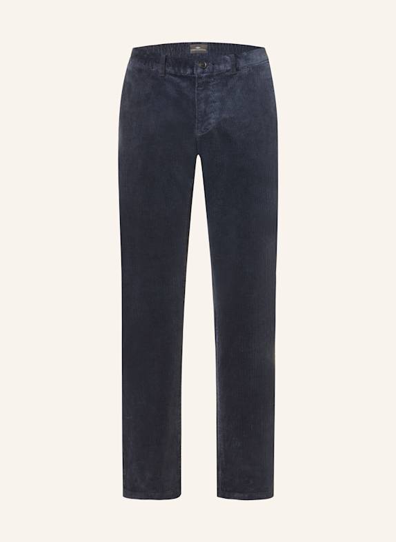 FYNCH-HATTON Manšestrové chino kalhoty Extra Slim Fit TMAVĚ MODRÁ