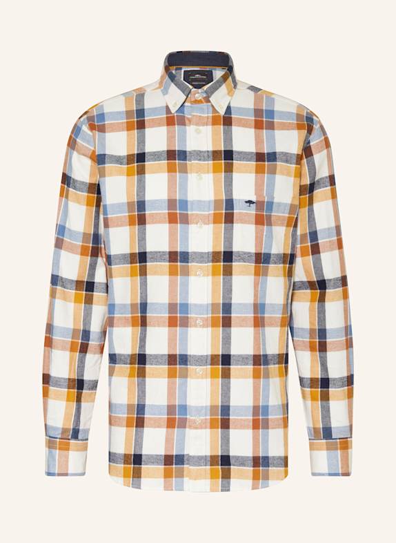 FYNCH-HATTON Flanellhemd Regular Fit WEISS/ DUNKELORANGE/ DUNKELBLAU