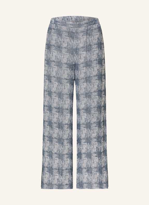 EMPORIO ARMANI Marlenehose aus Leinen BLAU/ WEISS