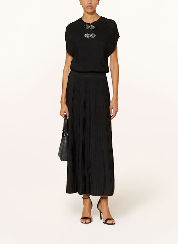 EMPORIO ARMANI Jerseykleid mit Schmucksteinen SCHWARZ
