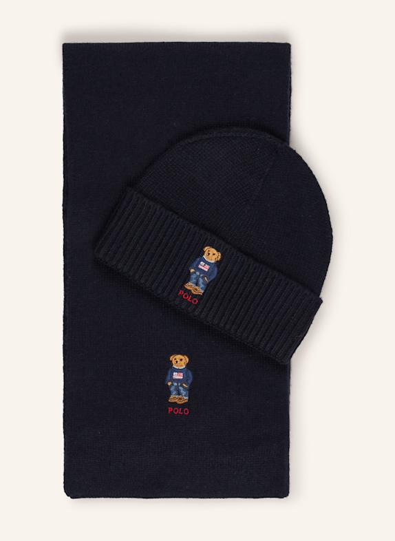 POLO RALPH LAUREN Set: Mütze und Schal DUNKELBLAU