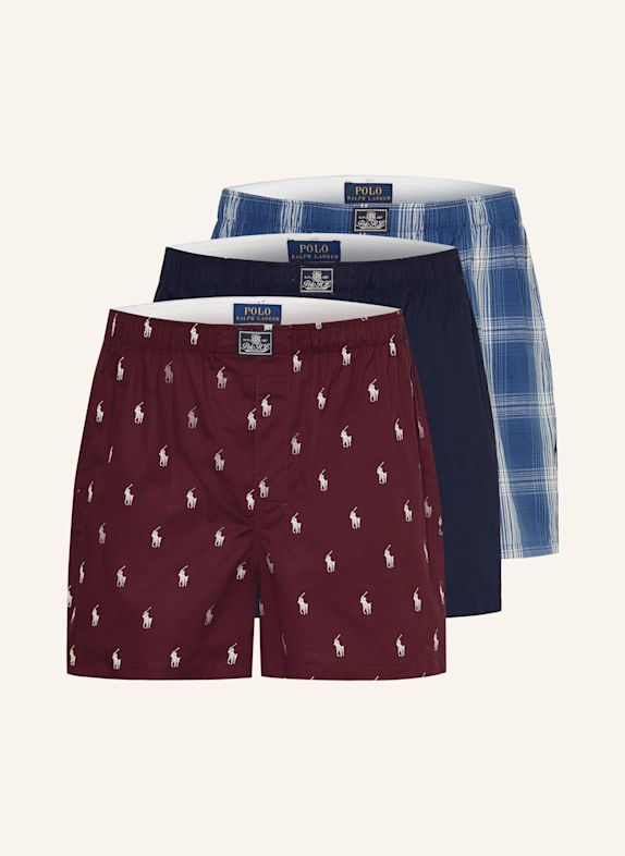 POLO RALPH LAUREN 3-pack woven boxer shorts  DARK BLUE/ DARK RED/ BLUE
