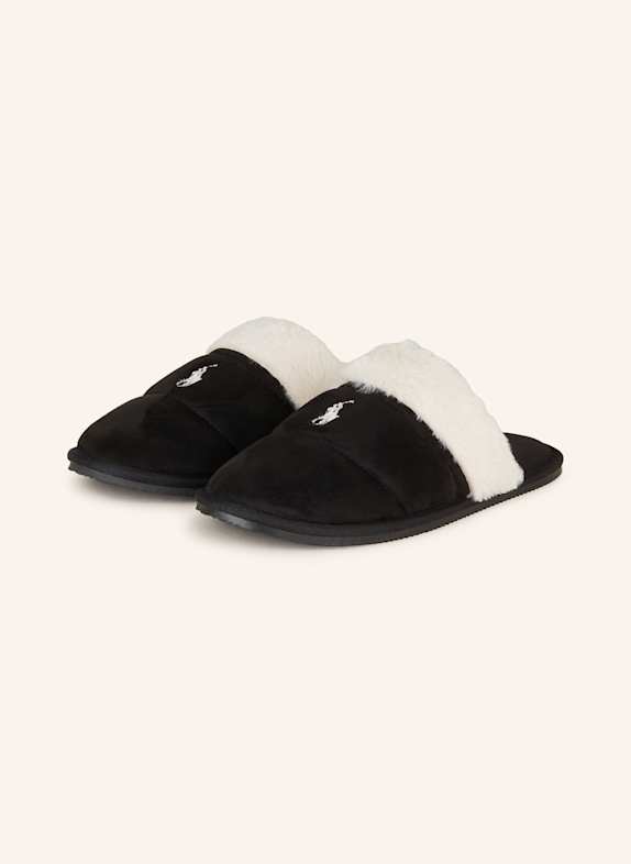 POLO RALPH LAUREN KELCIE slippers BLACK/ WHITE
