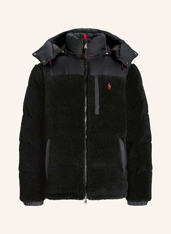 POLO RALPH LAUREN Daunenjacke mit Teddyfell und abnehmbarer Kapuze SCHWARZ