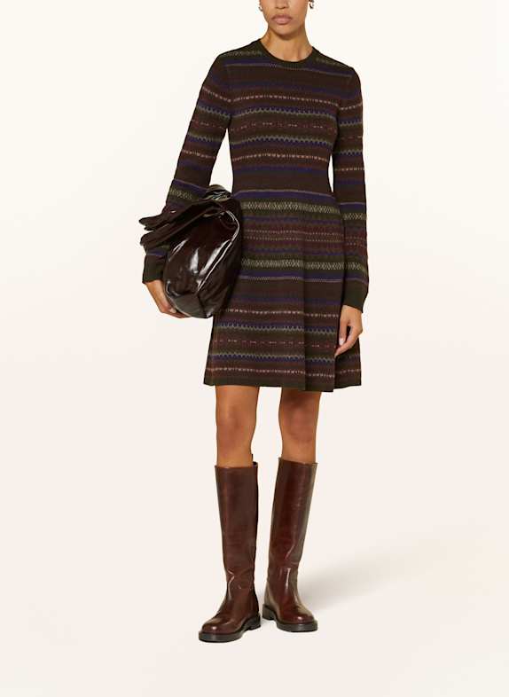POLO RALPH LAUREN Strickkleid OLIV / DUNKELROT / LILA