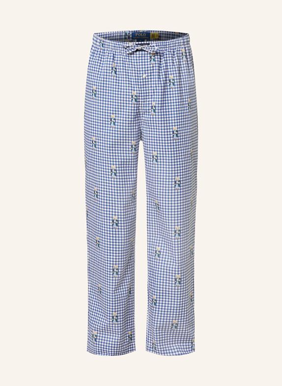 POLO RALPH LAUREN Pajama pants WHITE/ BLUE/ LIGHT BROWN