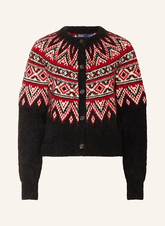 POLO RALPH LAUREN Kardigan z alpaki CZARNY/ CIEMNOCZERWONY