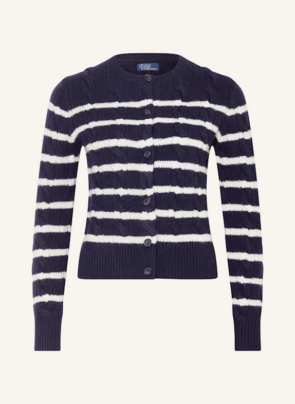 POLO RALPH LAUREN Pletený kardigan TMAVĚ MODRÁ/ BÍLÁ