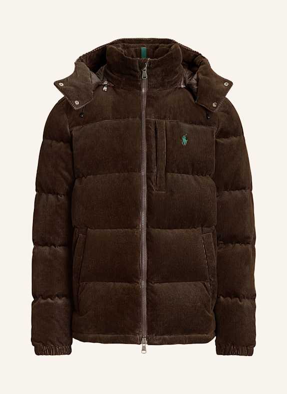 POLO RALPH LAUREN Daunenjacke aus Cord DUNKELBRAUN