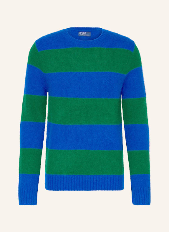 POLO RALPH LAUREN Pullover mit Alpaka und Leder GRÜN/ BLAU