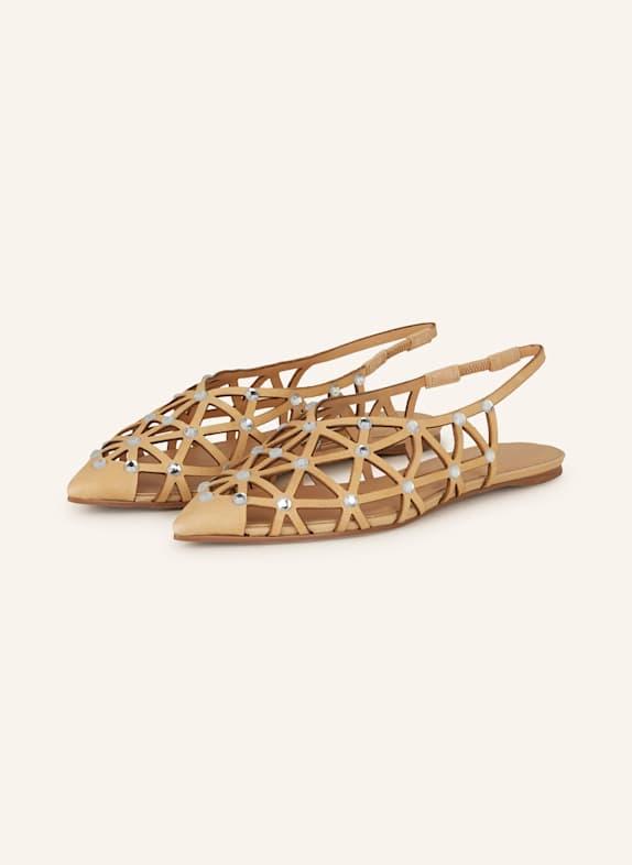 CARRANO Ballerinas mit Schmucksteinen BEIGE