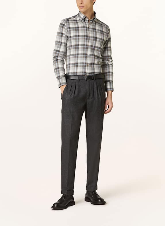 Stenströms Flanellen overhemd Slimline Fit GRIJS / ECRU / BRUIN