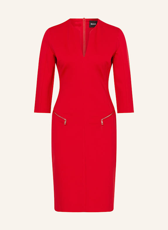 BOSS DALMAR sheath dress with 3/4 sleeves RED
