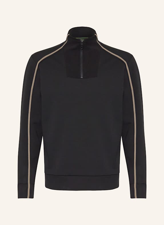 BOSS Sweat troyer with tuxedo stripe BLACK