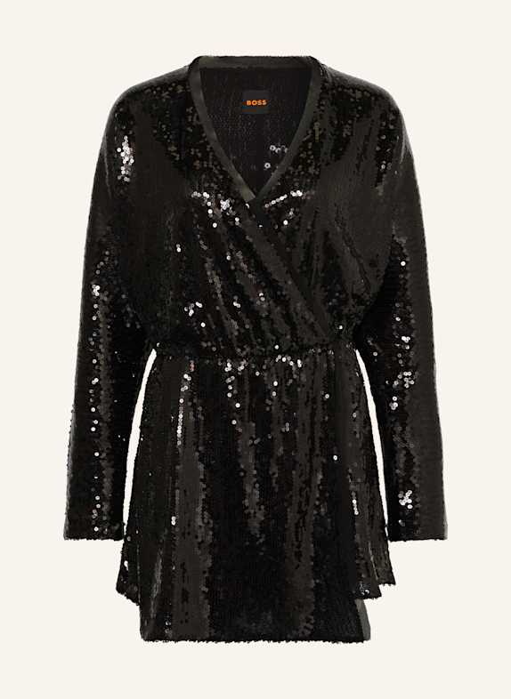 BOSS DALLETS dress in wrap look with sequins BLACK