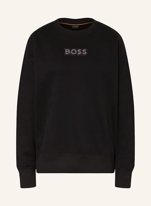 BOSS Sweatshirt ETEIA mit Schmucksteinen SCHWARZ