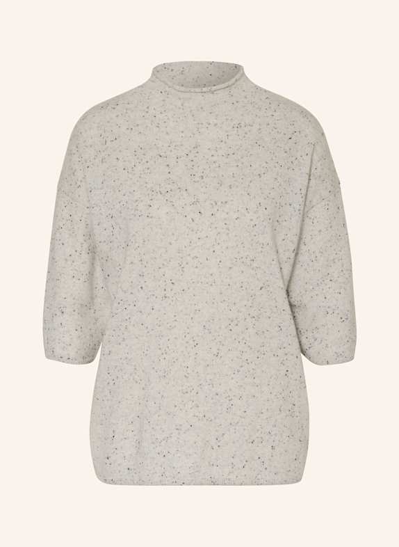 MRS & HUGS Cashmere sweater with 3/4 sleeves LIGHT GRAY/ BLACK