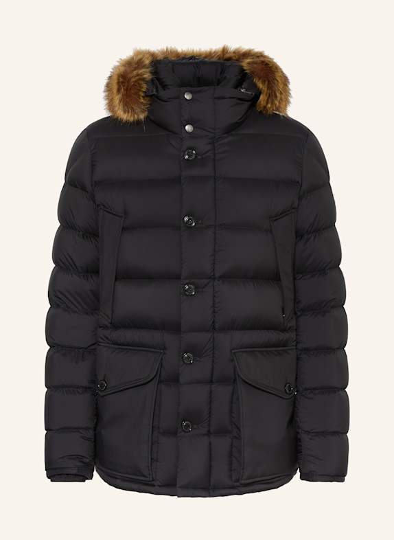 MONCLER Daunenjacke CLUNYE mit abnehmbarem Kunstpelz SCHWARZ