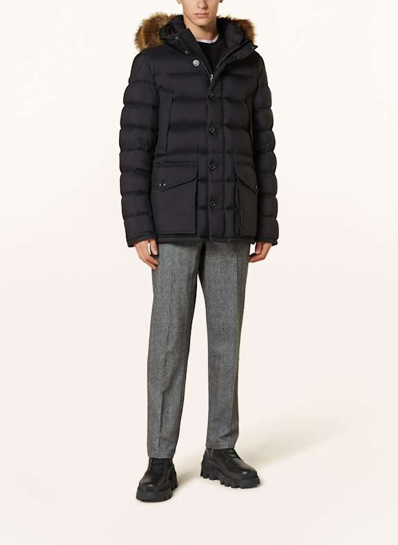 MONCLER Daunenjacke CLUNYE mit abnehmbarem Kunstpelz SCHWARZ