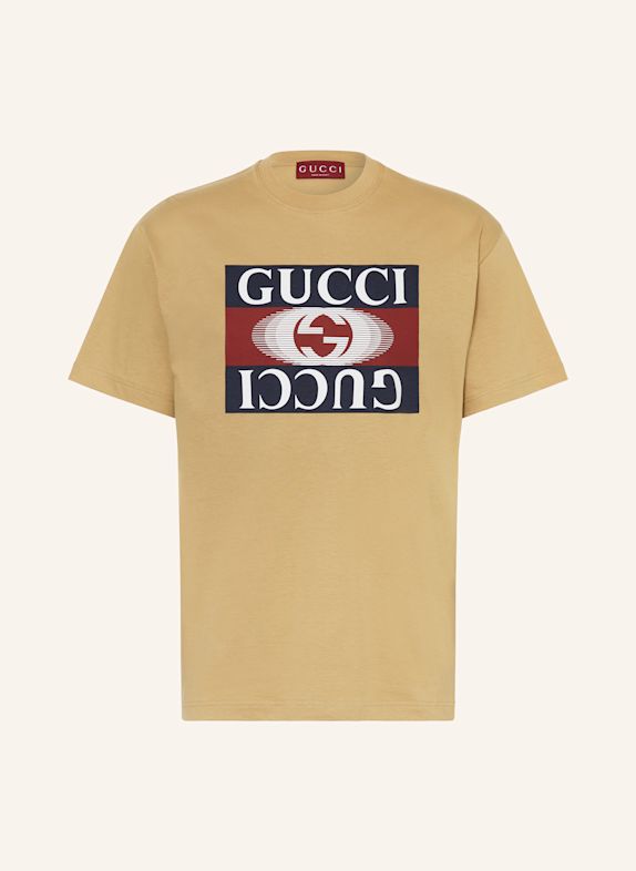 GUCCI T-shirt CAMELOWY/ GRANATOWY/ CIEMNOCZERWONY
