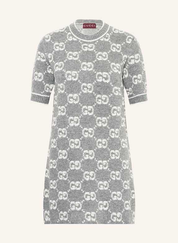 GUCCI Bouclé-Kleid HELLGRAU/ WEISS