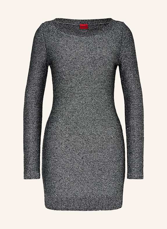 HUGO Strickkleid SUNETI mit Glitzergarn und Pailletten SCHWARZ